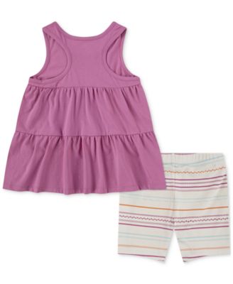 Little Girls Sunny Swoosh Tank Top & Bike Shorts, 2 Piece Set 