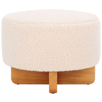 19.7" wood Alistair Round Ottoman