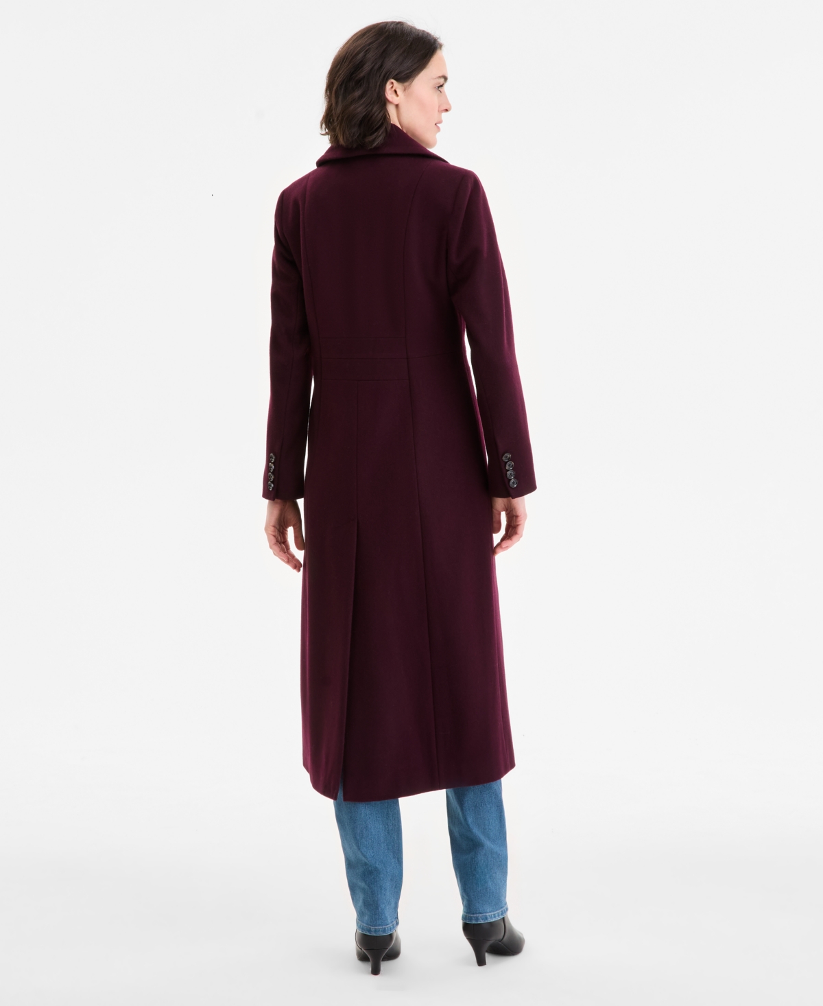 Anne Klein Women's Single-breasted Maxi Coat In Burgundy