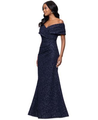 Women's Off-The-Shoulder Brocade Gown