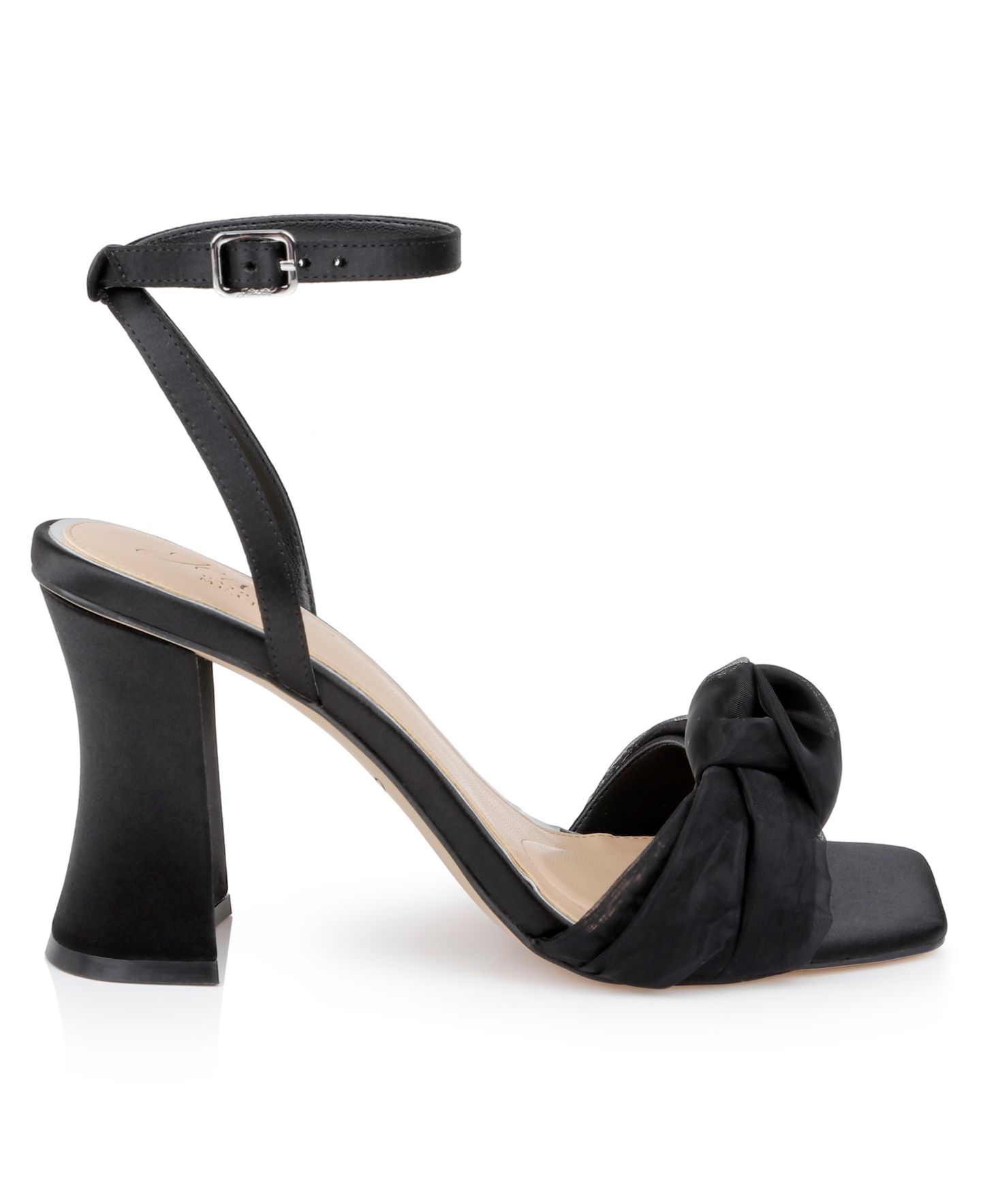 Женские сандалии Jewel Badgley Mischka Fayola Dress Knot, цвет: Чёрный атласный — фото 2