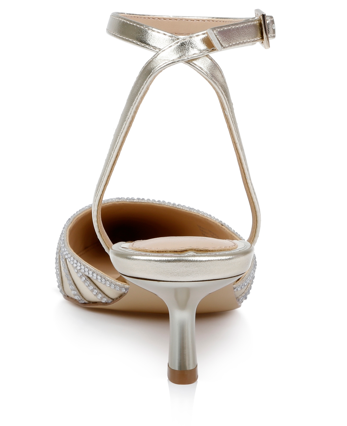 Jewel Badgley Mischka Fable Ankle Strap Pointed Toe Pump In Metallic
