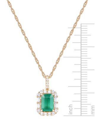 Emerald (1 ct. t.w.) & Diamond (1/4 ct. t.w.) Halo 17" Pendant Necklace in 14k Gold (Also in Ruby and Sapphire)