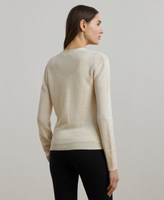 Women's Rib-Knit Linen-Blend V-Neck Cardigan