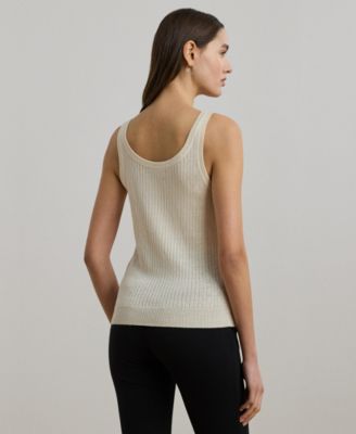 Women's Rib-Knit Linen-Blend Sweater Tank Top
