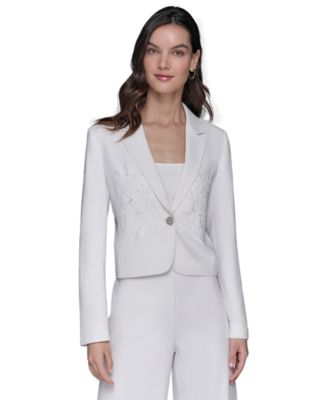 KARL LAGERFELD PARIS - Women's Cropped Embroidered Blazer