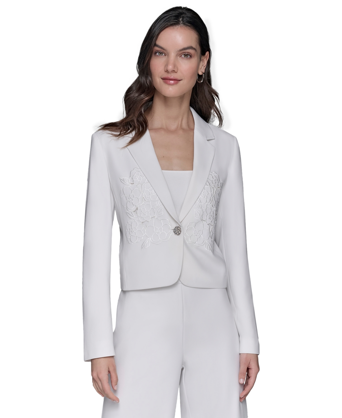 Karl Lagerfeld Women's Cropped Embroidered Blazer
