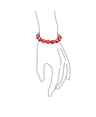 Set of 2 Evil Eye Glass Bead Stretch Bracelets with Crystal Accents