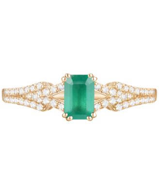 Emerald (5/8 ct. t.w.) & Diamond (1/4 ct. t.w.) Ring in 14k Gold (Also in Ruby & Sapphire)