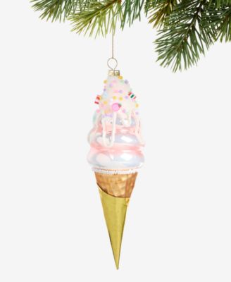 Holiday Lane - Sugar Plum Glass Ice Cream Cone Ornament