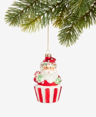 Holiday Lane - Sugar Plum Glass Santa Cupcake Ornament