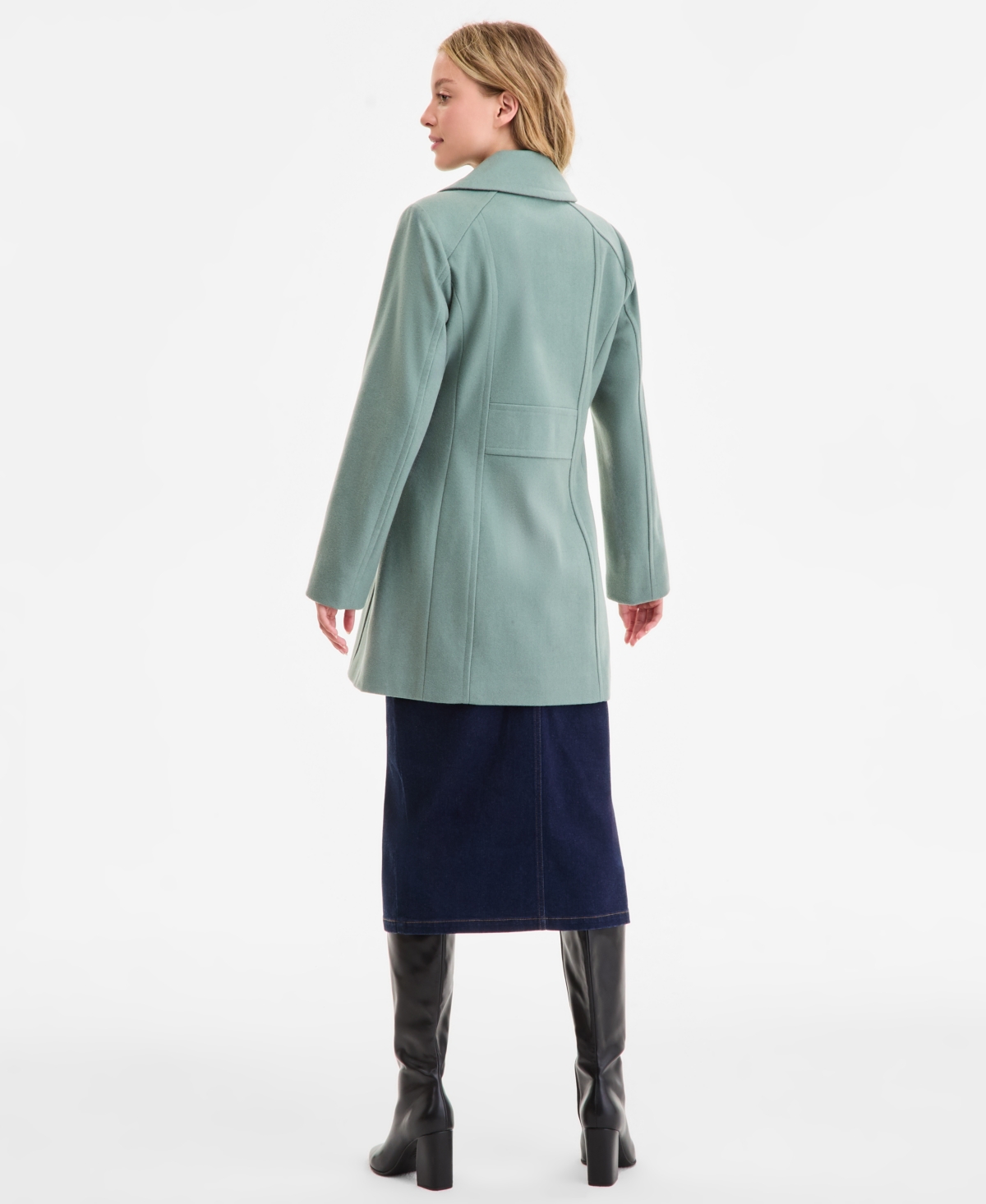 Anne Klein Women's Single-breasted Notched-collar Peacoat In Gray