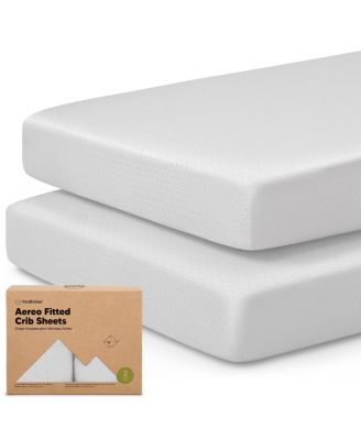 2pk Aereo Fitted Crib Sheets for Boys, Girls, 52x28 Standard Baby Crib Mattress Sheets, Bamboo Viscose Cotton