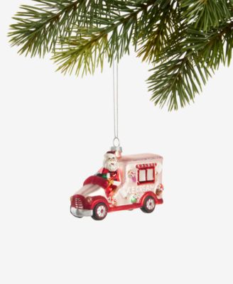 Holiday Lane - Sugar Plum Glass Santa's Ice Cream Truck Ornament
