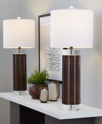 29.25" Polyresin Cylinder Table Lamp, Set of 2