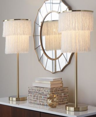 25" Metal Fringe Contemporary Buffet Lamp, Set of 2