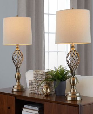 29" Metal Linx Twist Contemporary Table Lamp, Set of 2