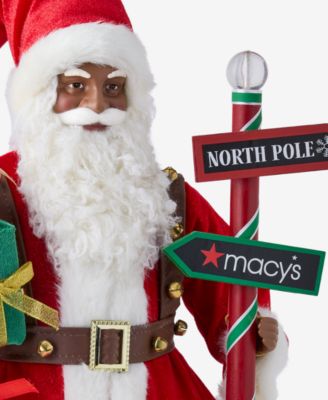 Heritage African American Santa With Sign Post, Macy's Exclusive 