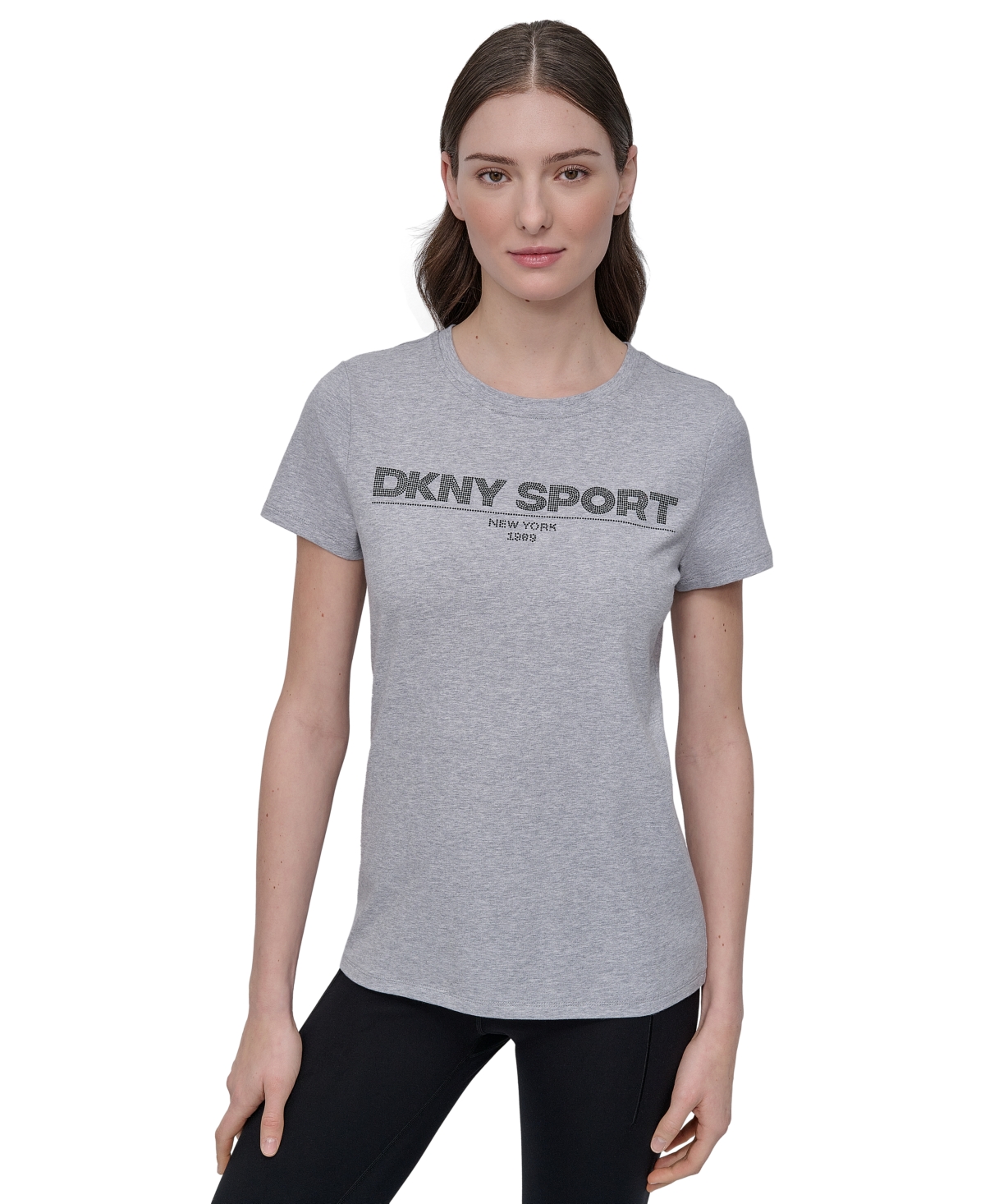 Dkny Sport Women's Cotton-blend Rhinestone-logo T-shirt