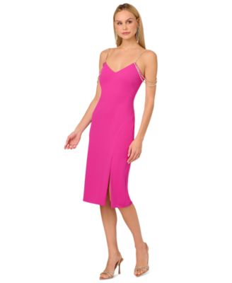 Women's Embellished-Strap Crepe Sheath Dress