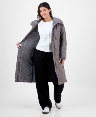 Juniors' Shawl-Collar Quilted Coat