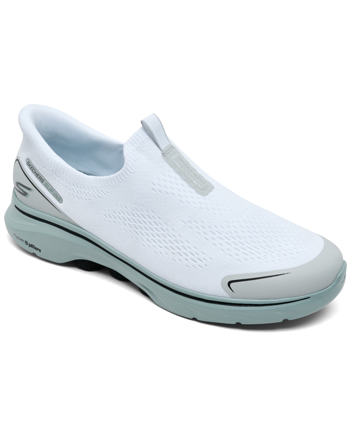 Men's Slip-Ins: Go Walk 7 - Easy On Evolution Walking Sneakers from Finish Line - White, Grey, Ice Blue
