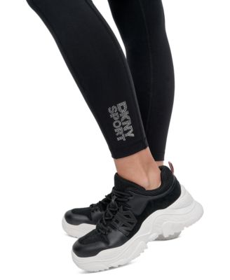Women's Rhinestone-Logo High-Rise 7/8 Leggings