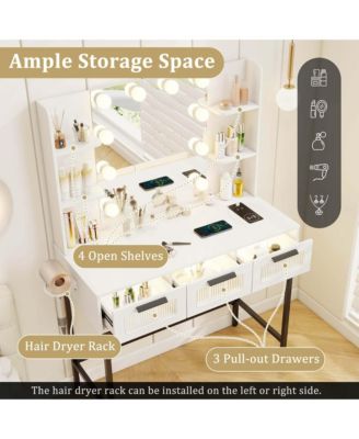 Makeup Vanity Desk with Hollywood Mirror & Lights 3-Color Induction Lighting