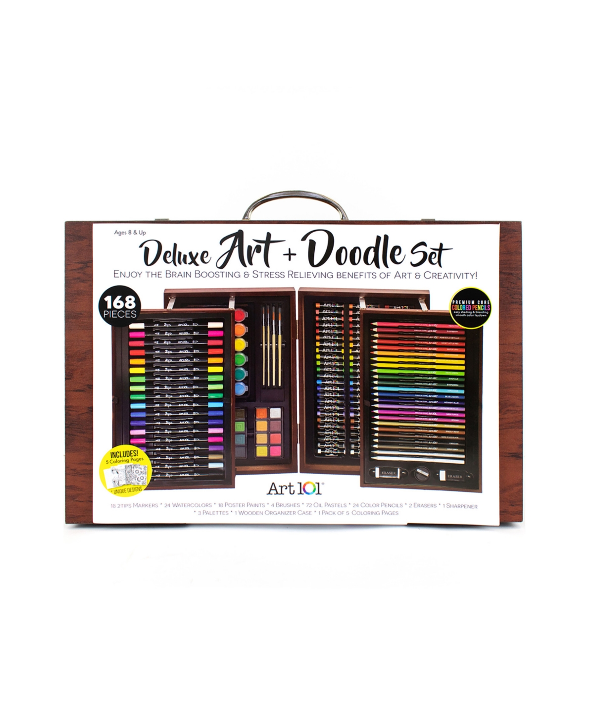 Deluxe Art Doodle Wood Art Set, 168 Piece - Multi-color