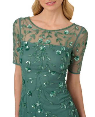 Women's 3D Floral Beaded Sheath Dress