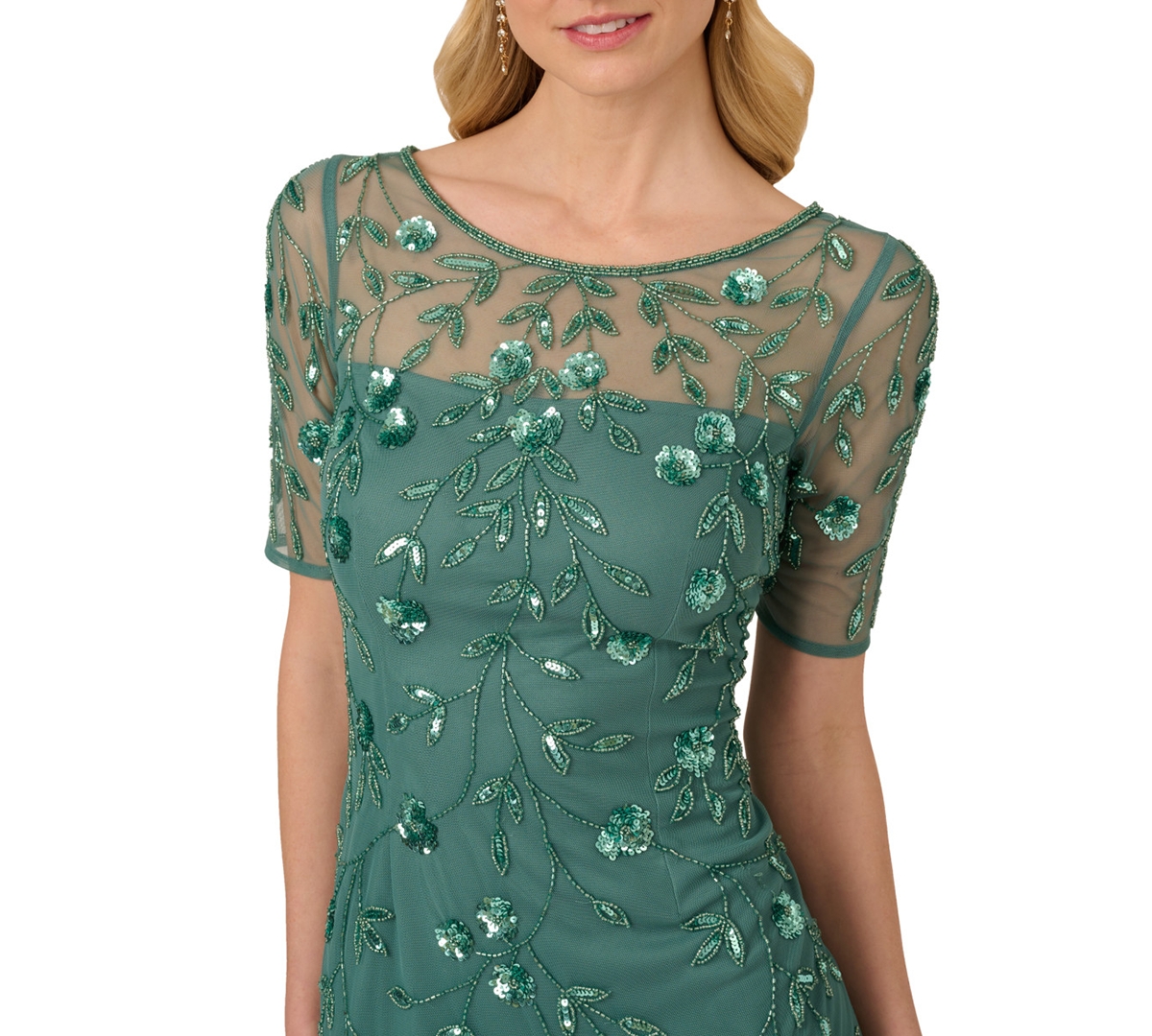 ADRIANNA PAPELL WOMEN'S 3D FLORAL BEADED SHEATH DRESS 