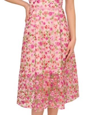 Women's Floral-Embroidered Square-Neck Dress