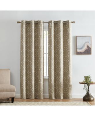 Valian Lattice Embroidered Blackout Window Curtain Panel Set Of 2