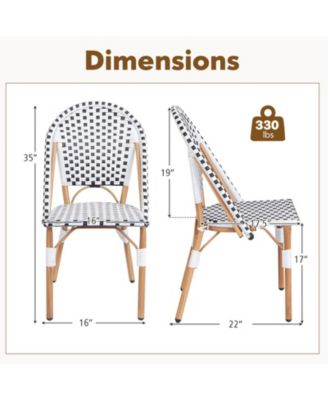 French Bistro Chair Set of 2 with Galvanized Metal Framex