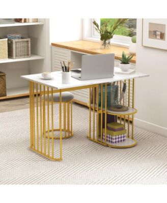 Rectangular Dining Table for 2 with 2-Tier Storage Shelf – Space-Saving Dining Table for Small Dining Rooms or Apartments