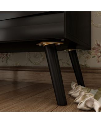 Nightstand with three cabinet doors, Side table with embossed pattern, wood end table, Bedside table for bedrooms, living rooms, offices