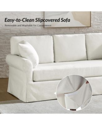 Israel Traditional Slipcovered Sofa with Solid Leg