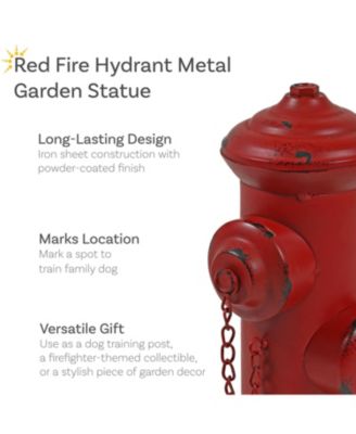 Metal Fire Hydrant Outdoor Garden Statue Decor with Red Finish