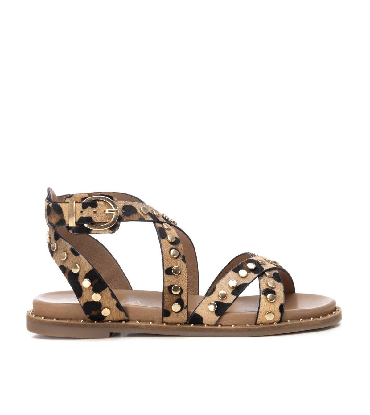 Carmela Leather Women's Fashion Sandals By Xti - Gold