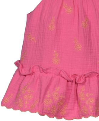Baby Girls 2-Piece Embroidered Ruffle Top and Shorts Set