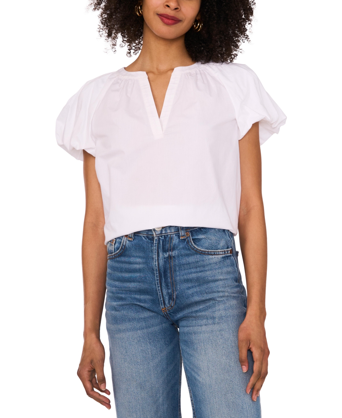 Shop Vince Camuto Women's Cotton Puff-sleeve Blouse
