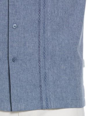 Men's Geo Embroidered Panel Chambray Shirt