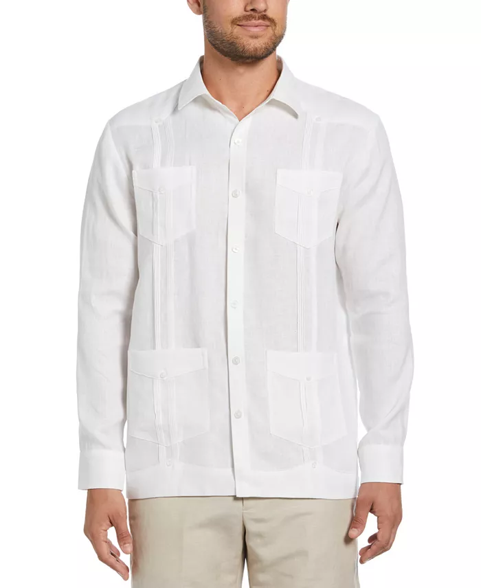 Men's 100% Linen Long Sleeve 4 Pocket Guayabera Shirt