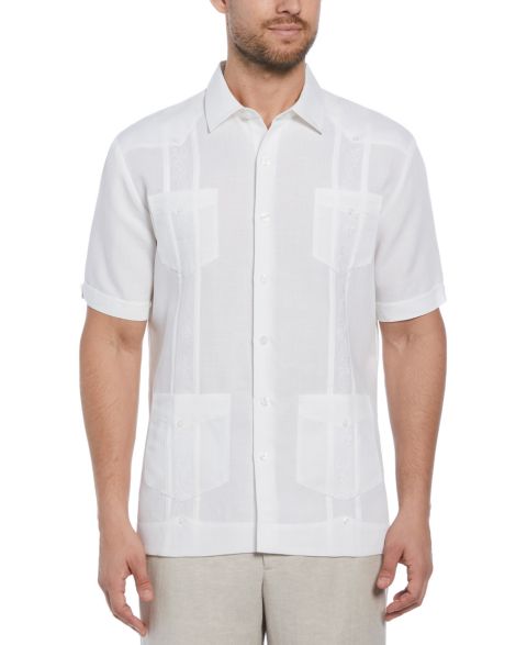 Мужская рубашка Cubavera Short-Sleeve Embroidered Guayabera, цвет: Яркий белый