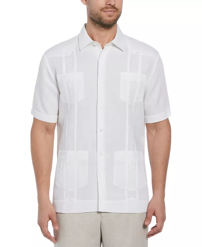 Short-Sleeve Embroidered Guayabera Shirt