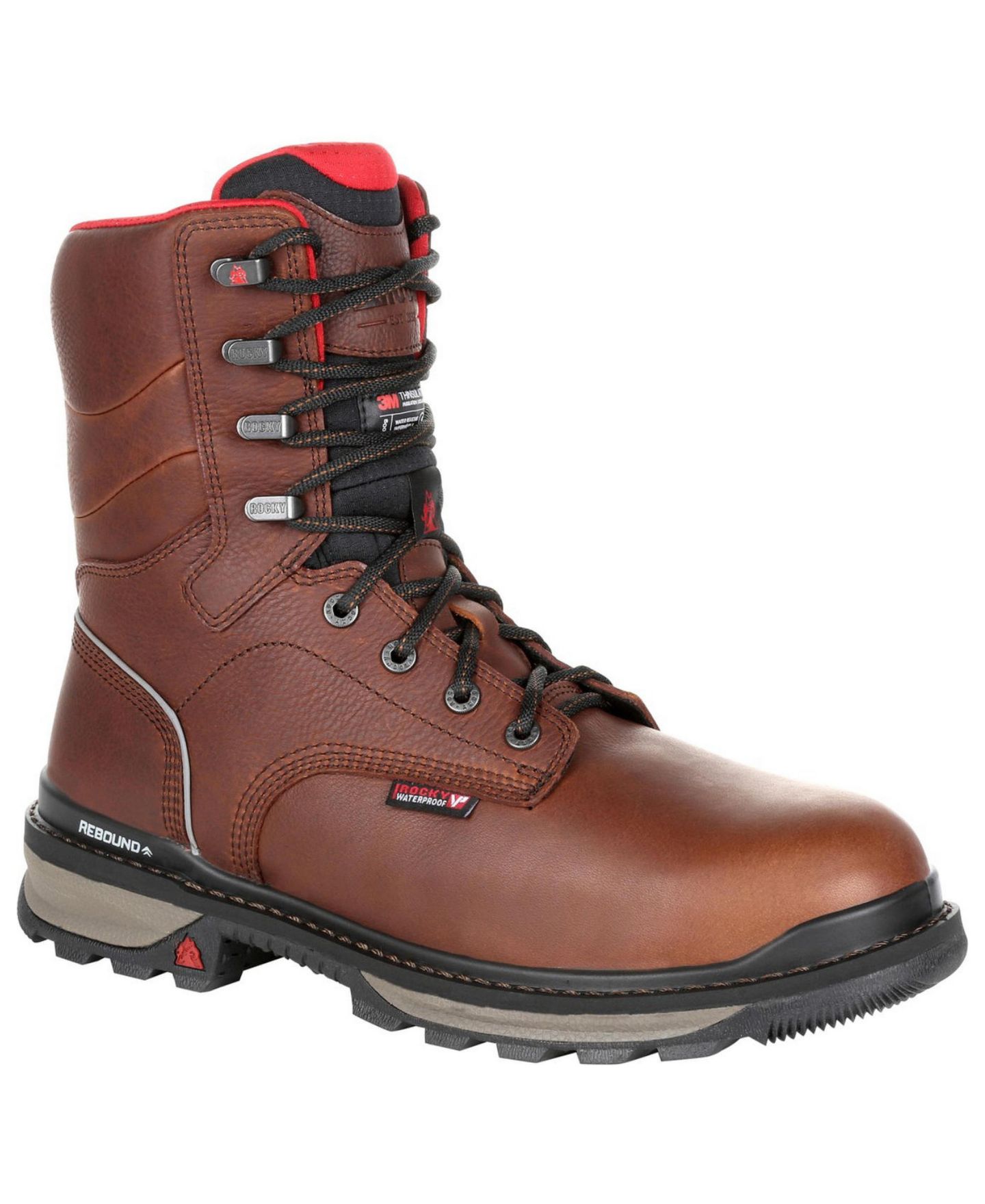 Мужские ботинки ROCKY Rams Horn Composite Toe Waterproof 800G Insulated Work Boot, цвет: Тёмный коричневый — фото 2