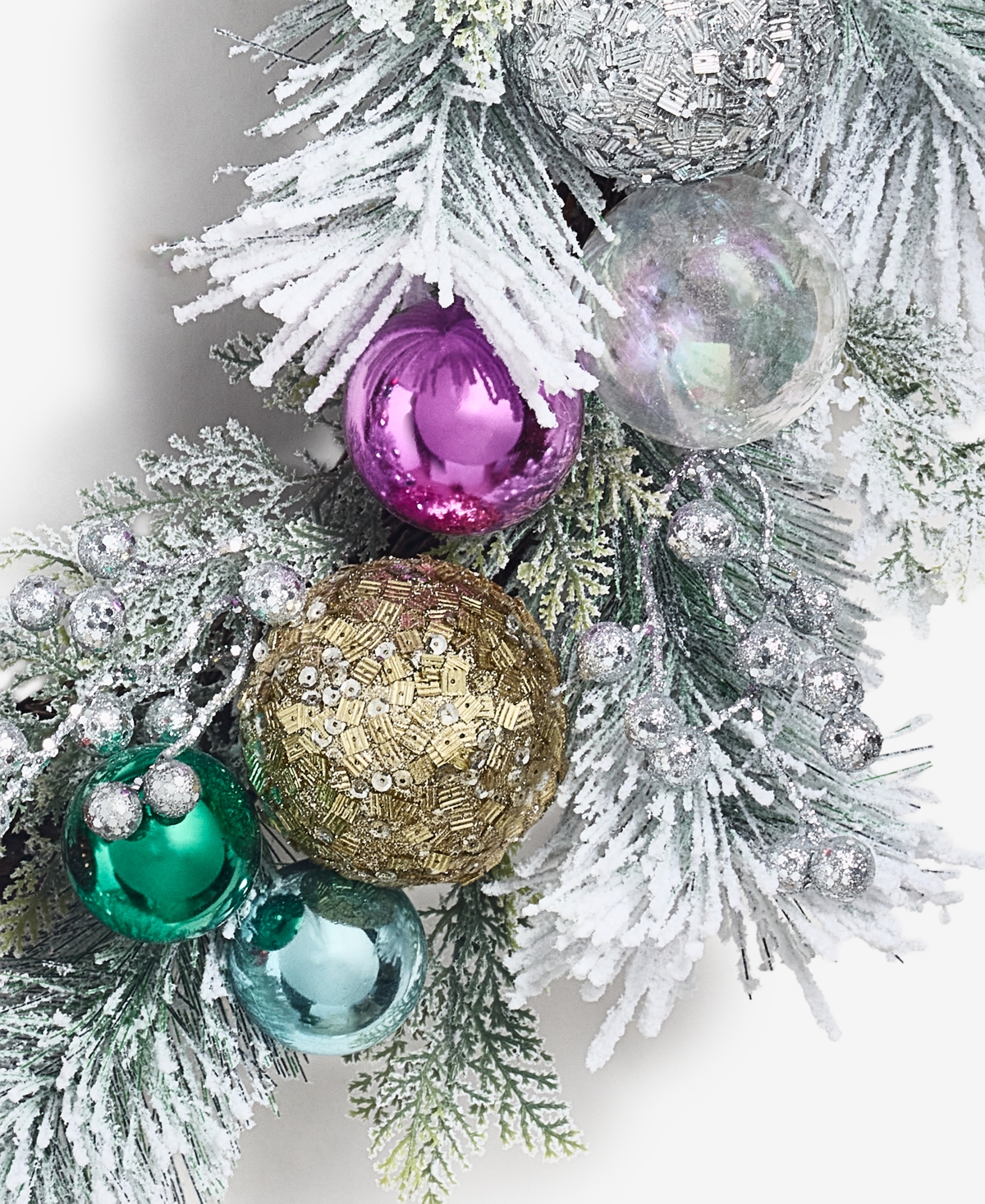 Holiday Lane Whimsy Silver Wreath With Colorful Ornaments, Macy's Exclusive In Multi