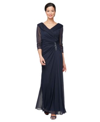 Alex Evenings - Women's 3/4-Sleeve V-Neck Gown