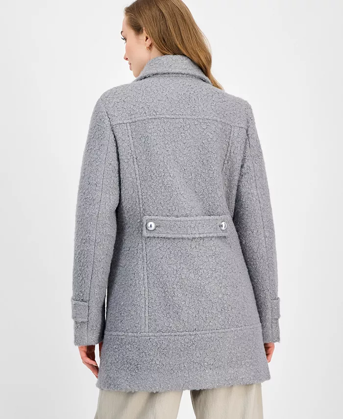 Juniors' Button-Front Boucl&eacute; Coat - thumbnail 2