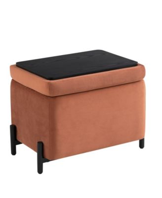 24" Velvet Kyoto Small Storage Ottoman